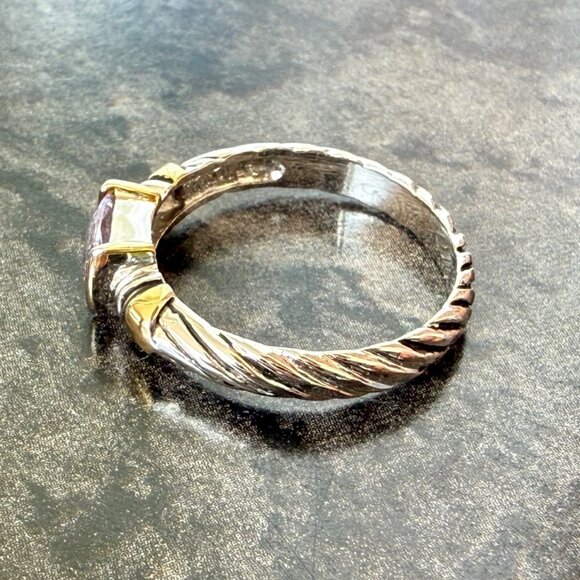 Lavender CZ Cable Band Ring Size 8 10K Gold Estate Jewelry Timeless Style - Picture 3 of 14